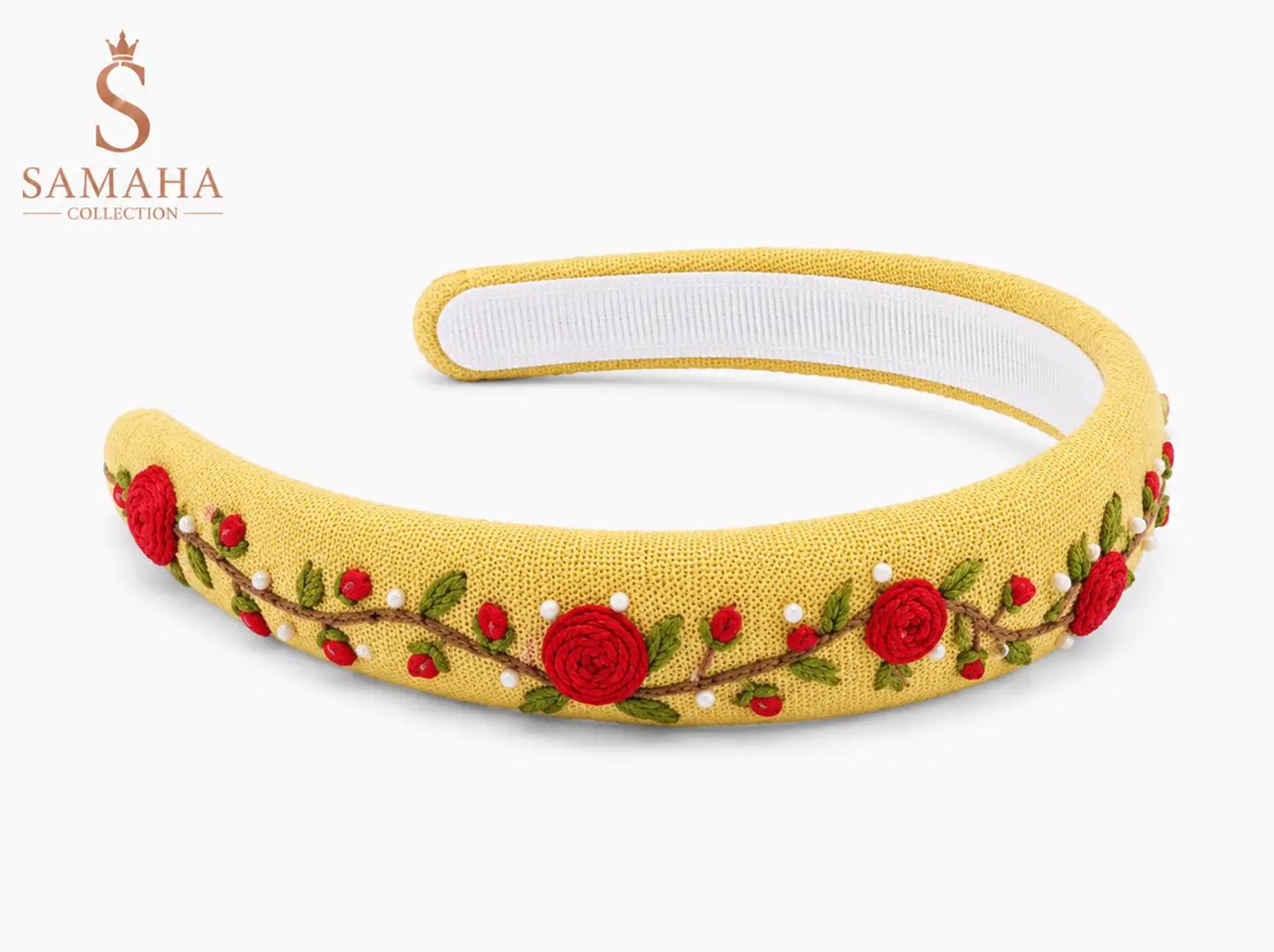 Rose Vine Embroidered Headband