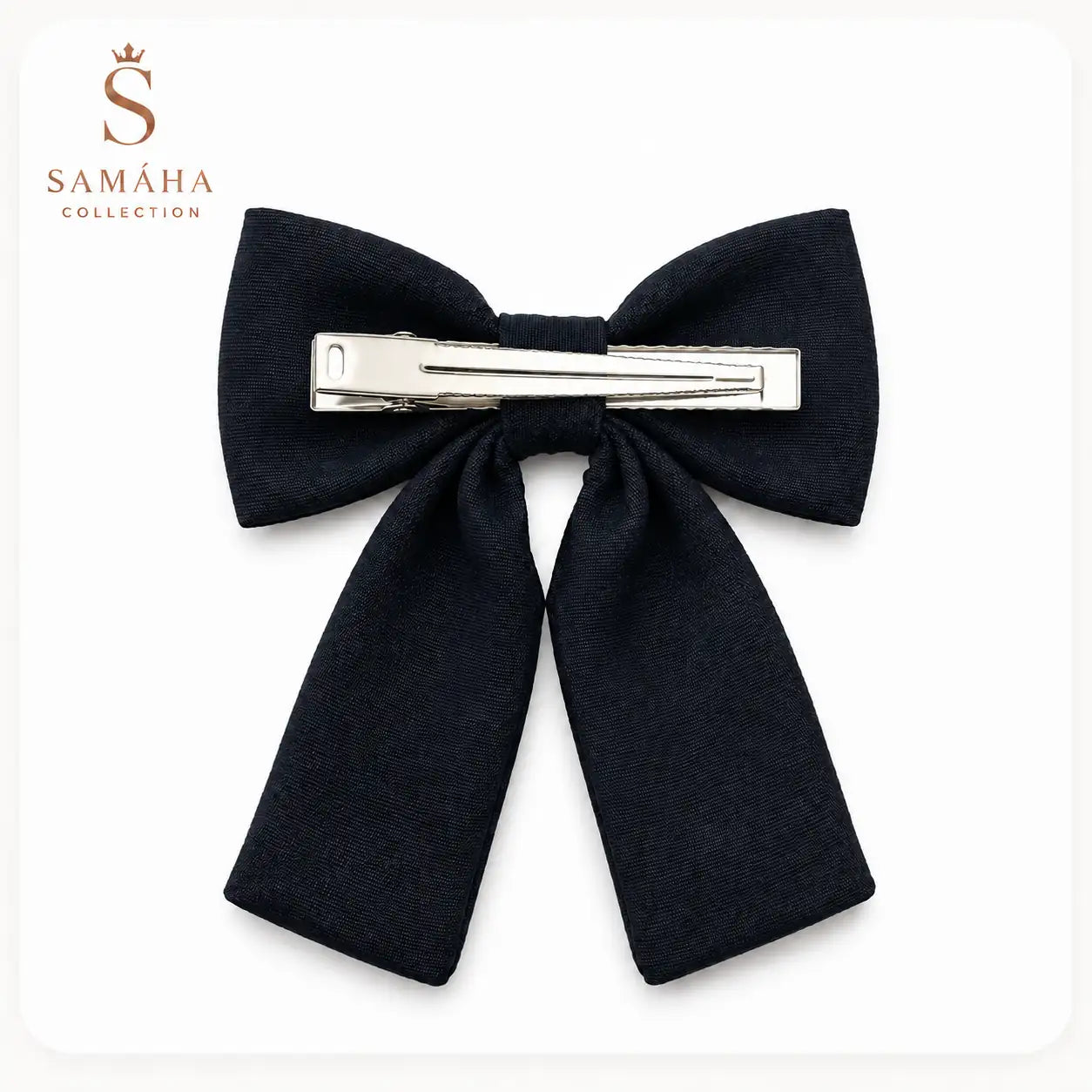 Elegant Black Embroidered Hair Bow