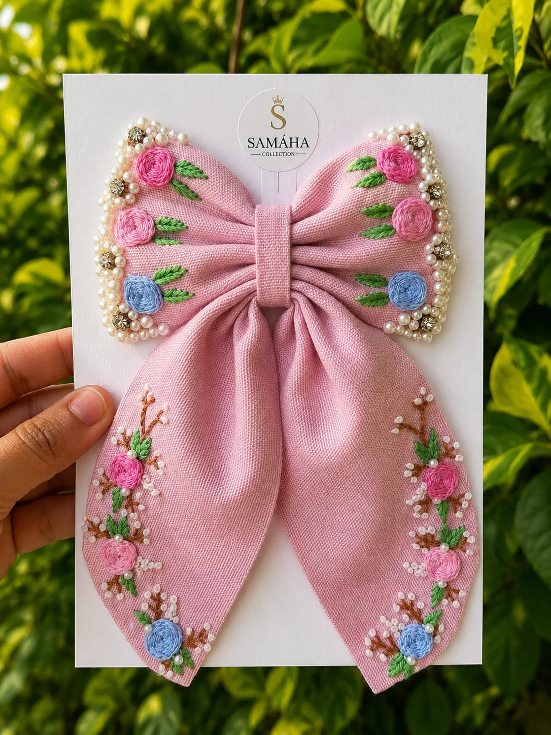 Blush Rose Garden Pearl Bow ✨