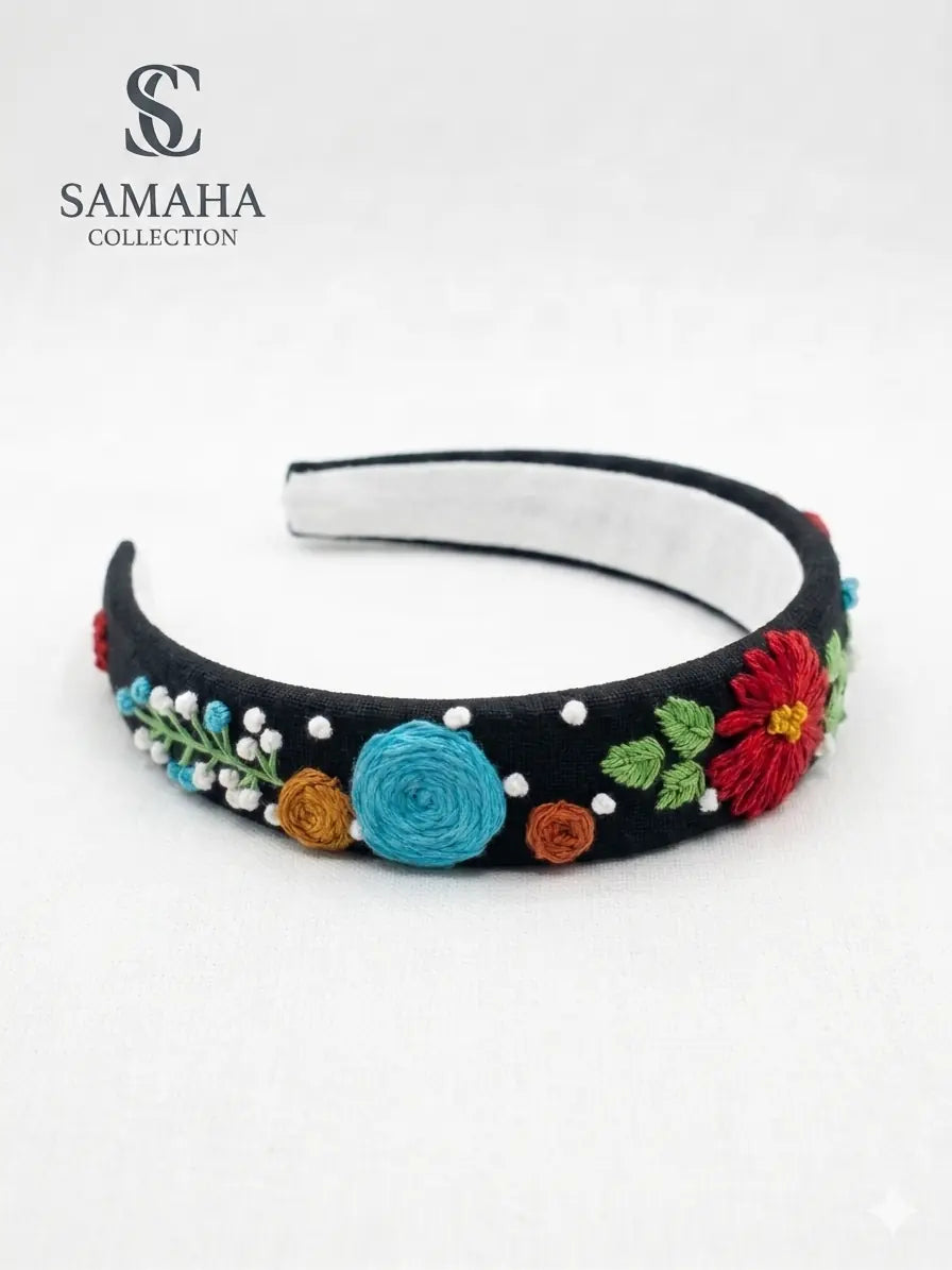 Midnight Bloom Embroidered Hairband 🌺