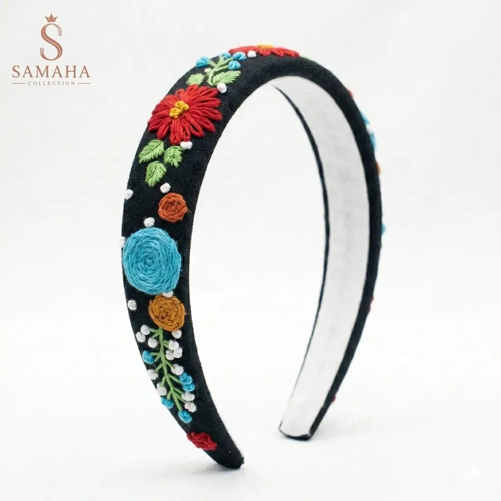 Midnight Bloom Embroidered Hairband 🌺