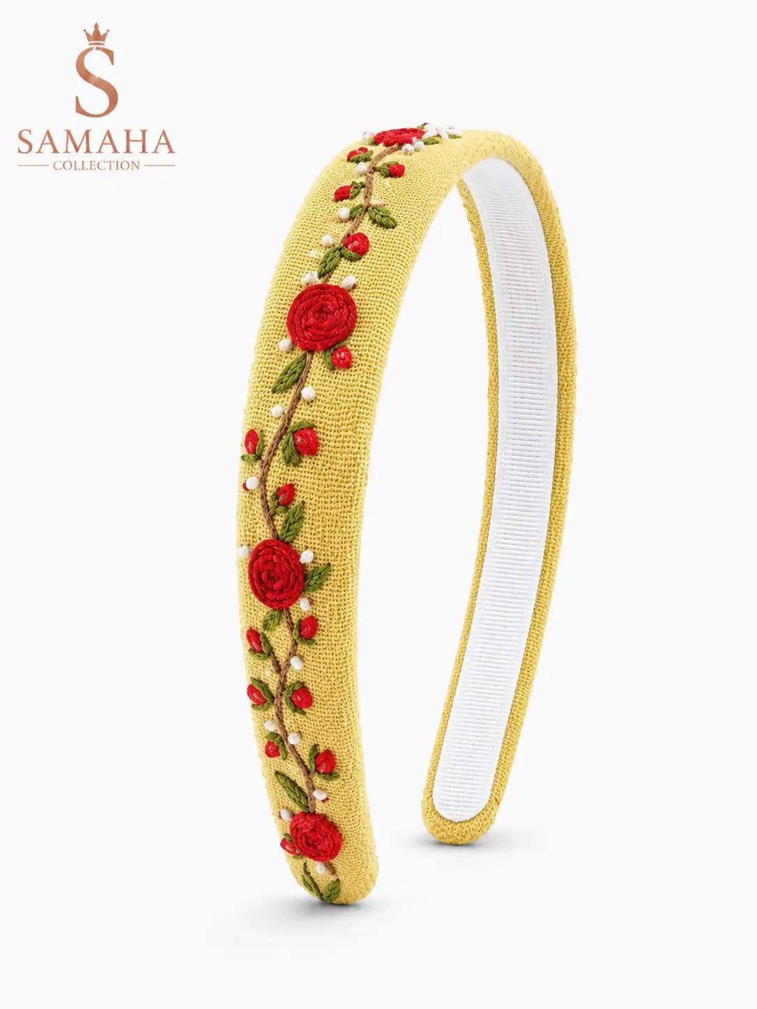 Rose Vine Embroidered Headband