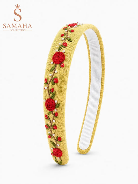 Rose Vine Embroidered Headband