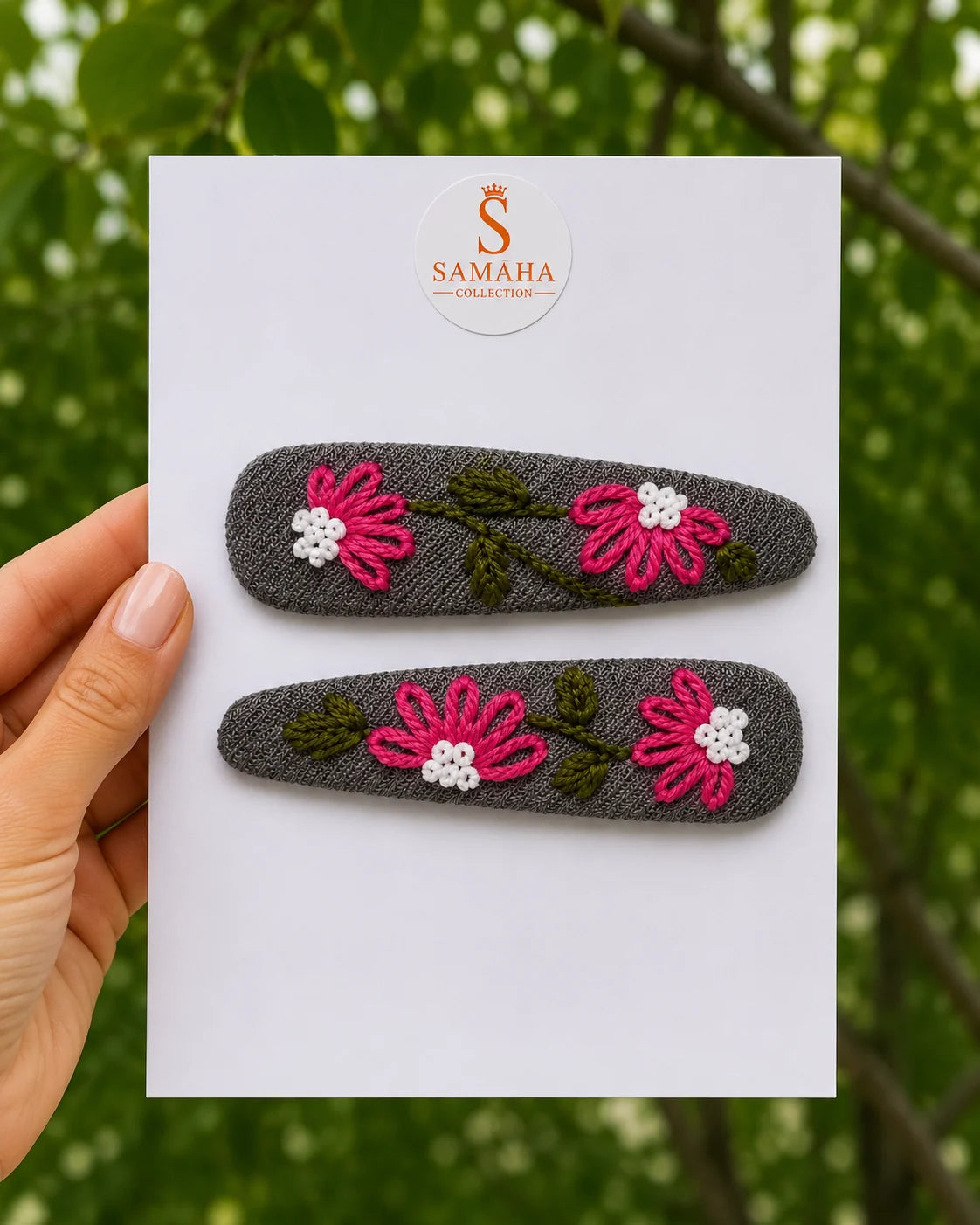 Grey Pink Daisy Hair Pins 🌸✨