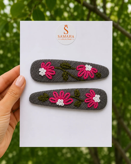 Grey Pink Daisy Hair Pins 🌸✨