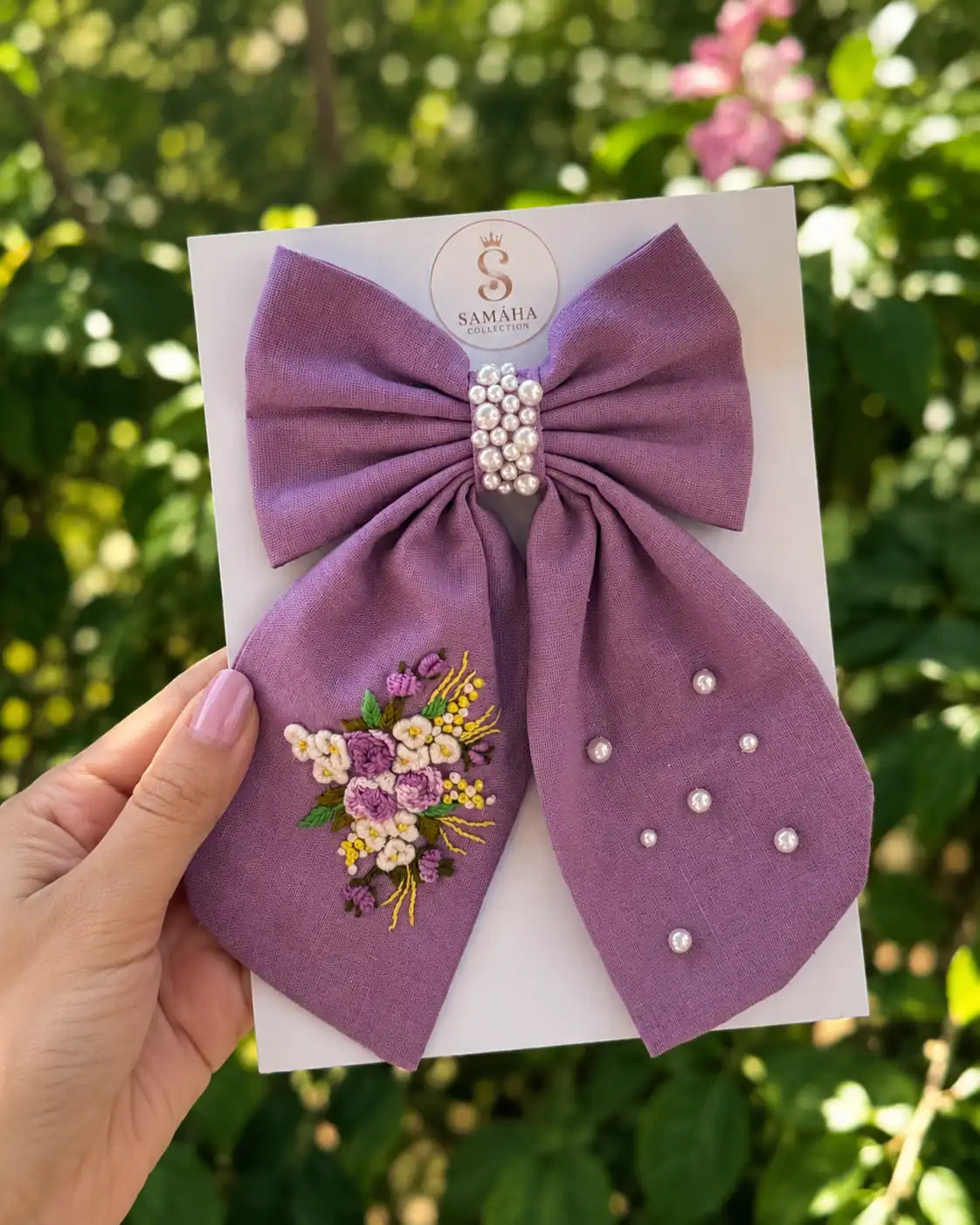Lilac Pearl Bloom Hair Bow