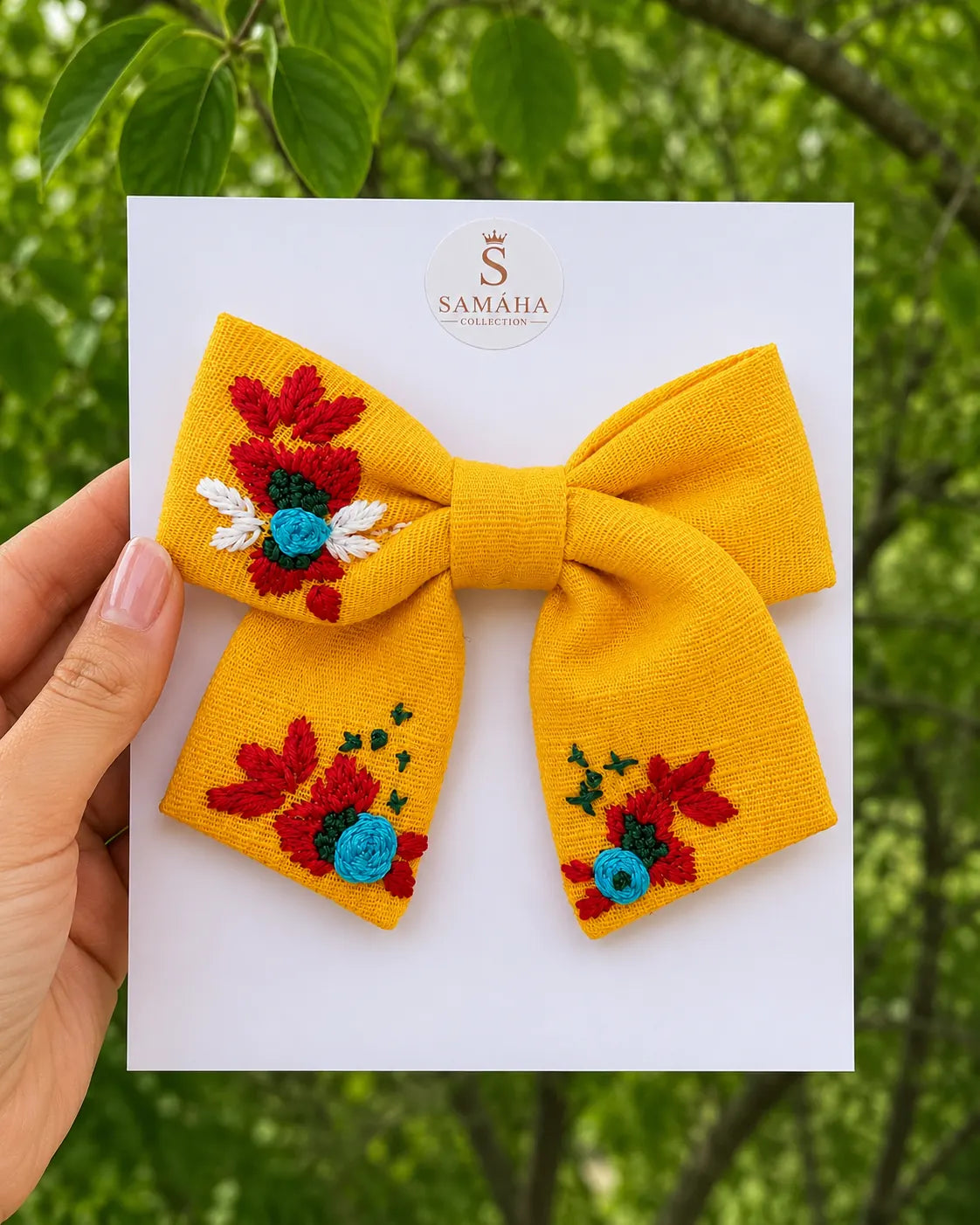 Golden Bloom Hair Bow ✨
