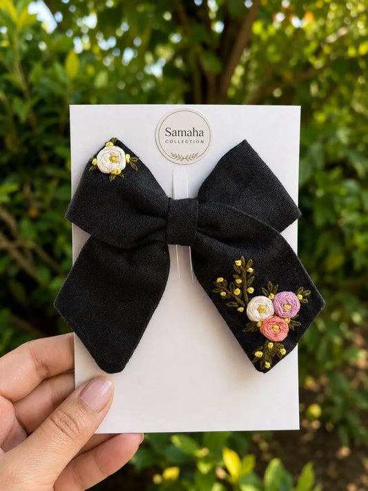 Charcoal Bloom Bow