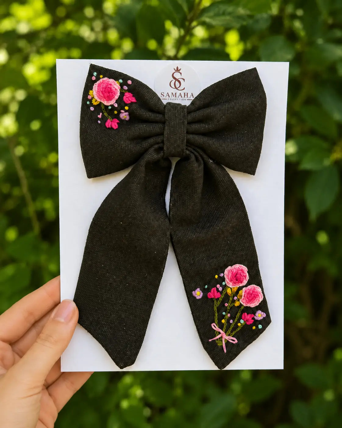 Midnight Pink Blossom Hair Bow