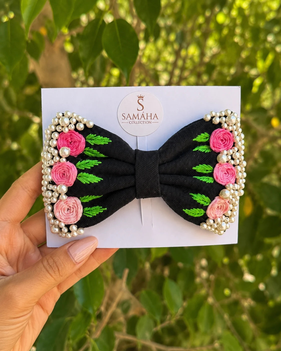 Midnight Rose Pearl Bow ✨