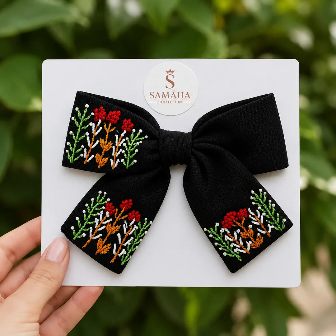 Midnight Bloom Hair Bow