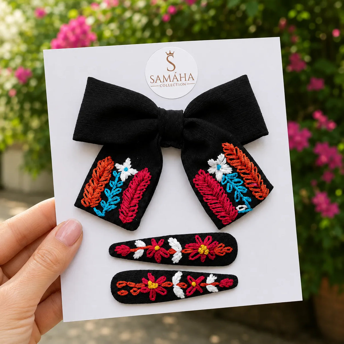 Midnight Garden Hair Bow & Pin Set